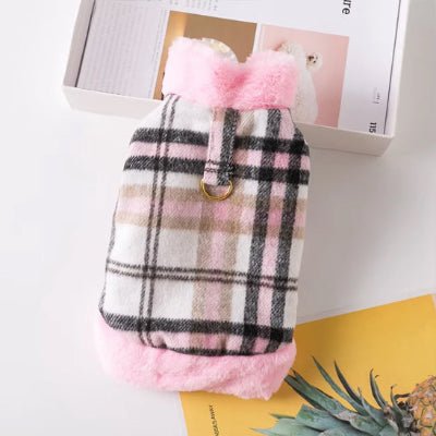manteau pour chien chicfit rose carreaux