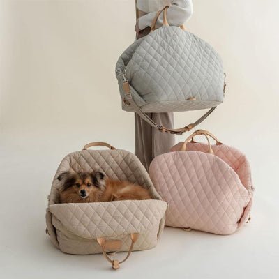 sac de transport chien luxuriousbag gris rose kaki